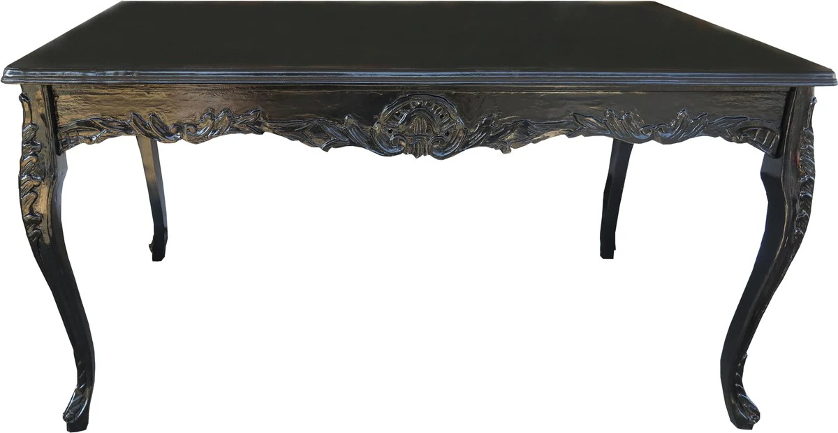 Baroque dining table black with glass top 200 x 100 cm - dining room table - Limited Edition