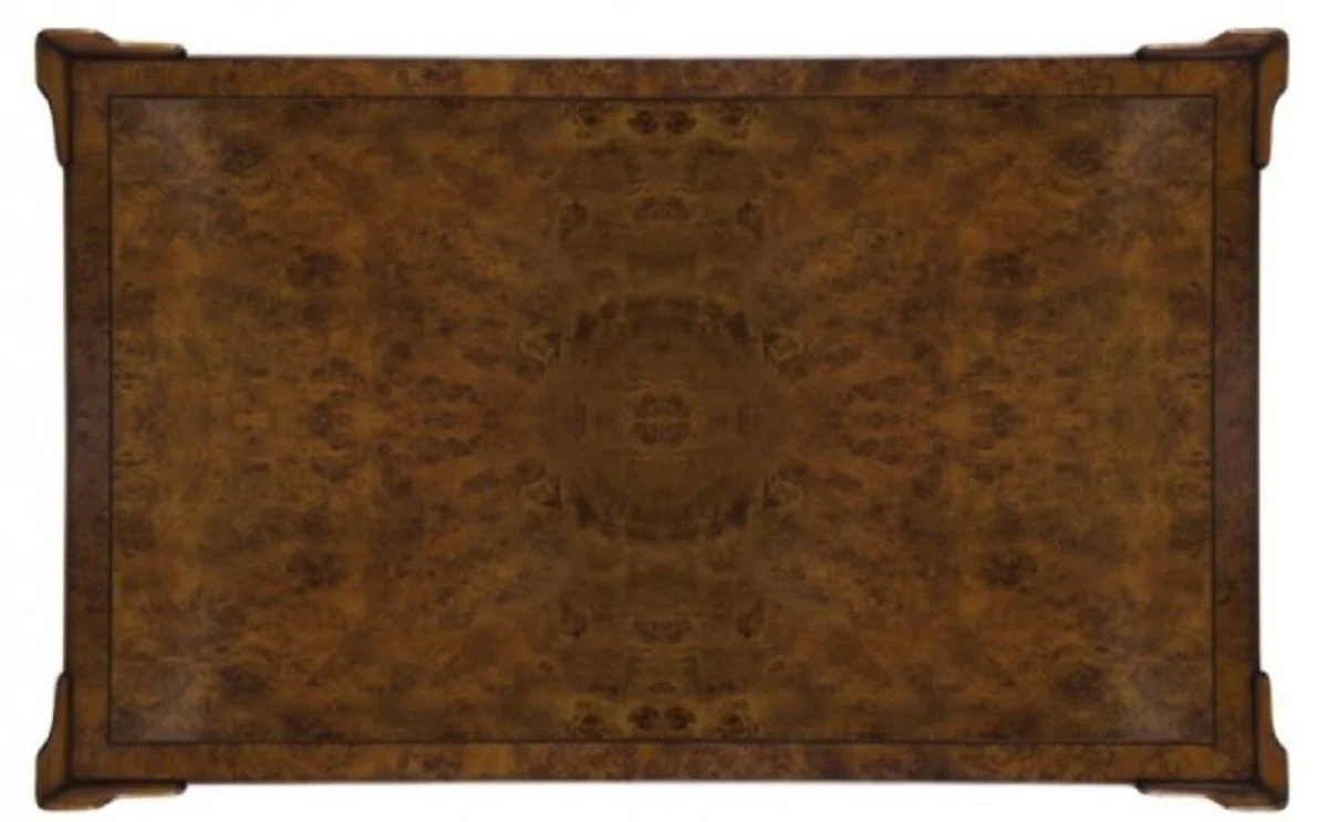 Luxury Art Nouveau coffee table brown 125 x 81 x H. 48 cm - living room table with wheels and 2 drawers