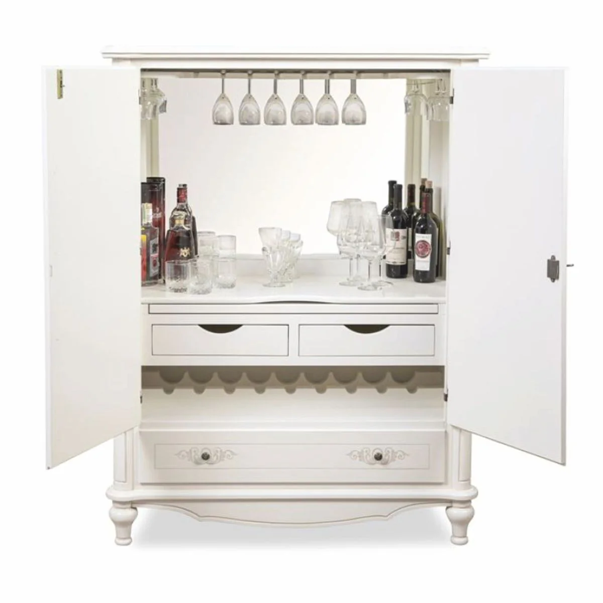 Luxury baroque bar cabinet white H. 160 cm - baroque style bar furniture