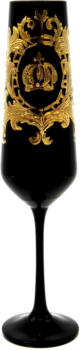 Pompöös by luxury champagne glass with 24 carat gold plating black / gold Ø 6 x H. 25 cm - Pompöös champagne glass designed by Harald Glööckler