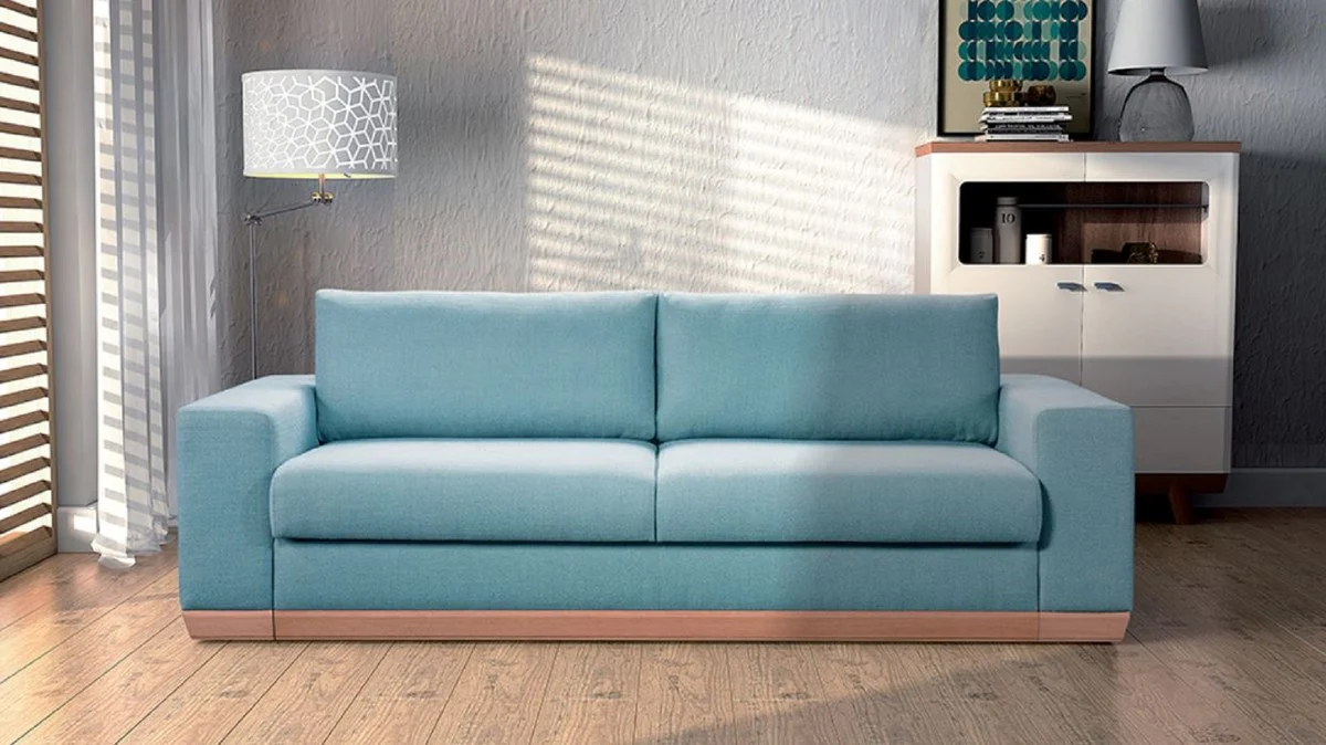 Sofa bed light blue / natural colors 240 x 100 x H. 80 cm - Modern living room sofa - Living room furniture
