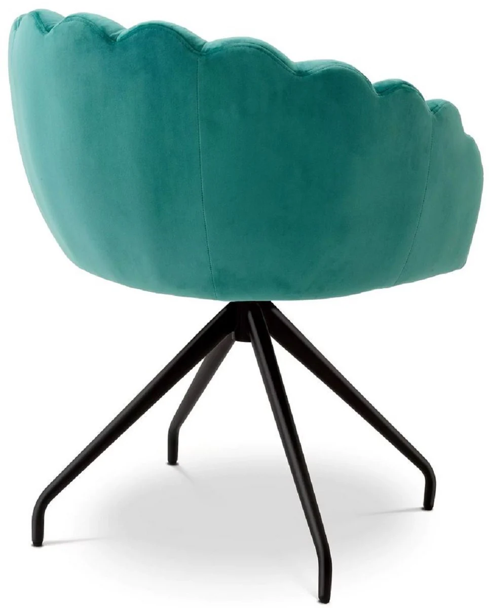 Luxury dining room chair turquoise / black 65.5 x 64 x H. 78.5 cm - swivel chair with elegant velvet fabric - dining room furniture - luxury furniture - luxury furnishings - dining room furnishings