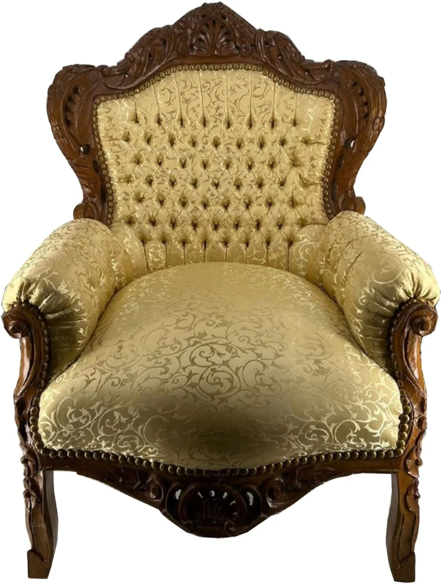 Barock Wohnzimmer Sessel Gold Muster / Braun - Prunkvolle Barock Möbel