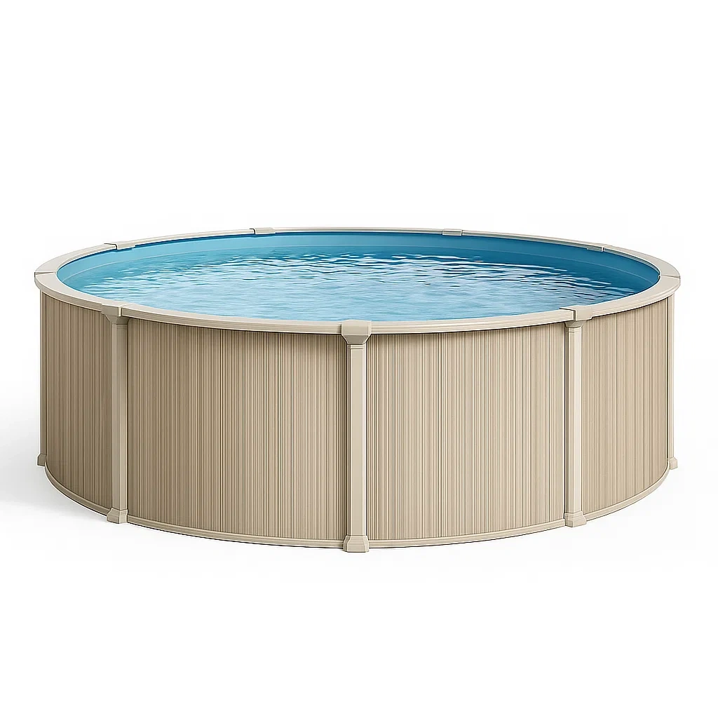 Runder, röhrenförmiger Swimmingpool 448 x 105 cm, beige, mit Filter und Leiter kuOXHKC285nY