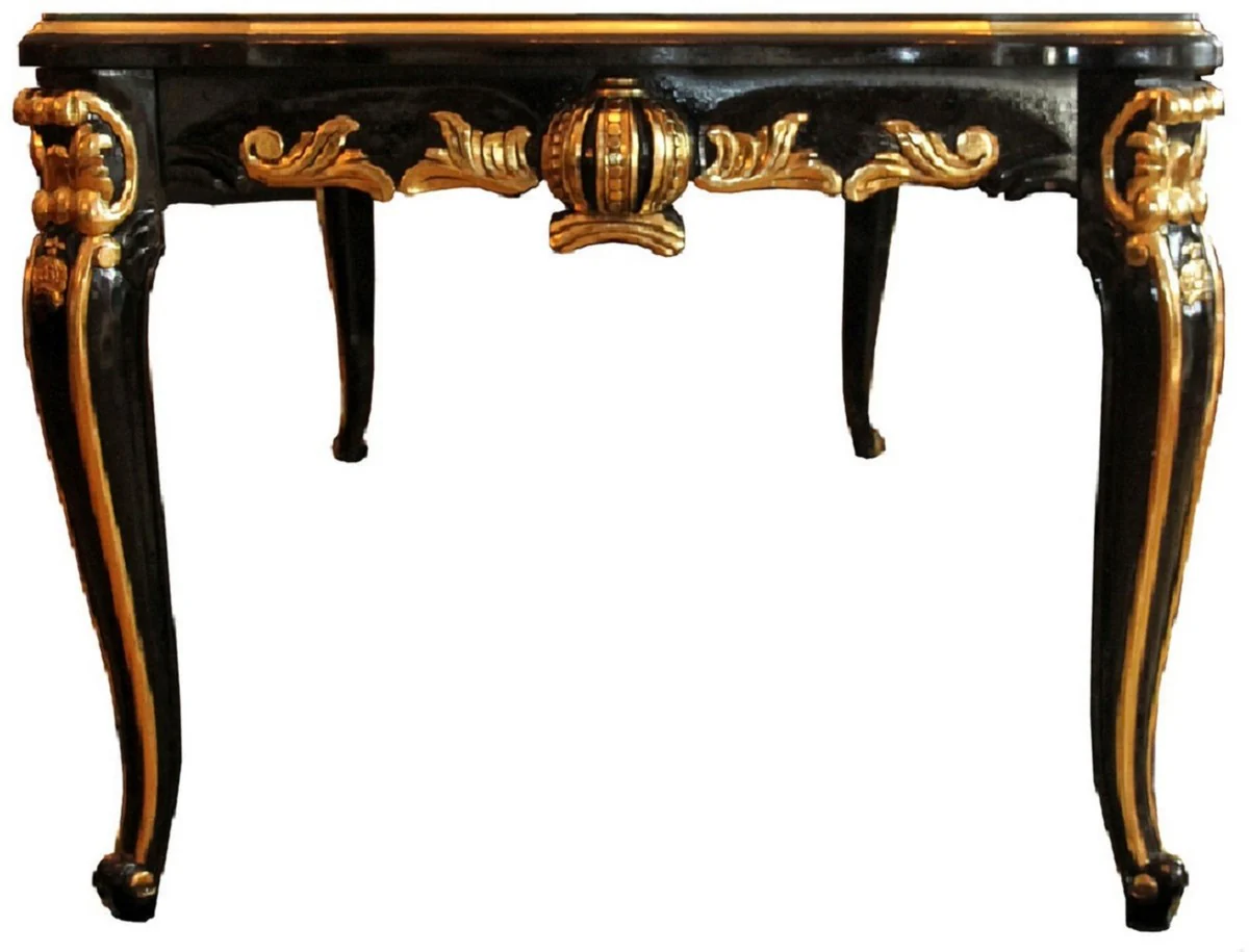 Pompöös by Baroque luxury dining room set black / gold - Pompöös Baroque dining table with glass top and 6 Baroque dining room chairs designed by Harald Glööckler - Baroque furniture