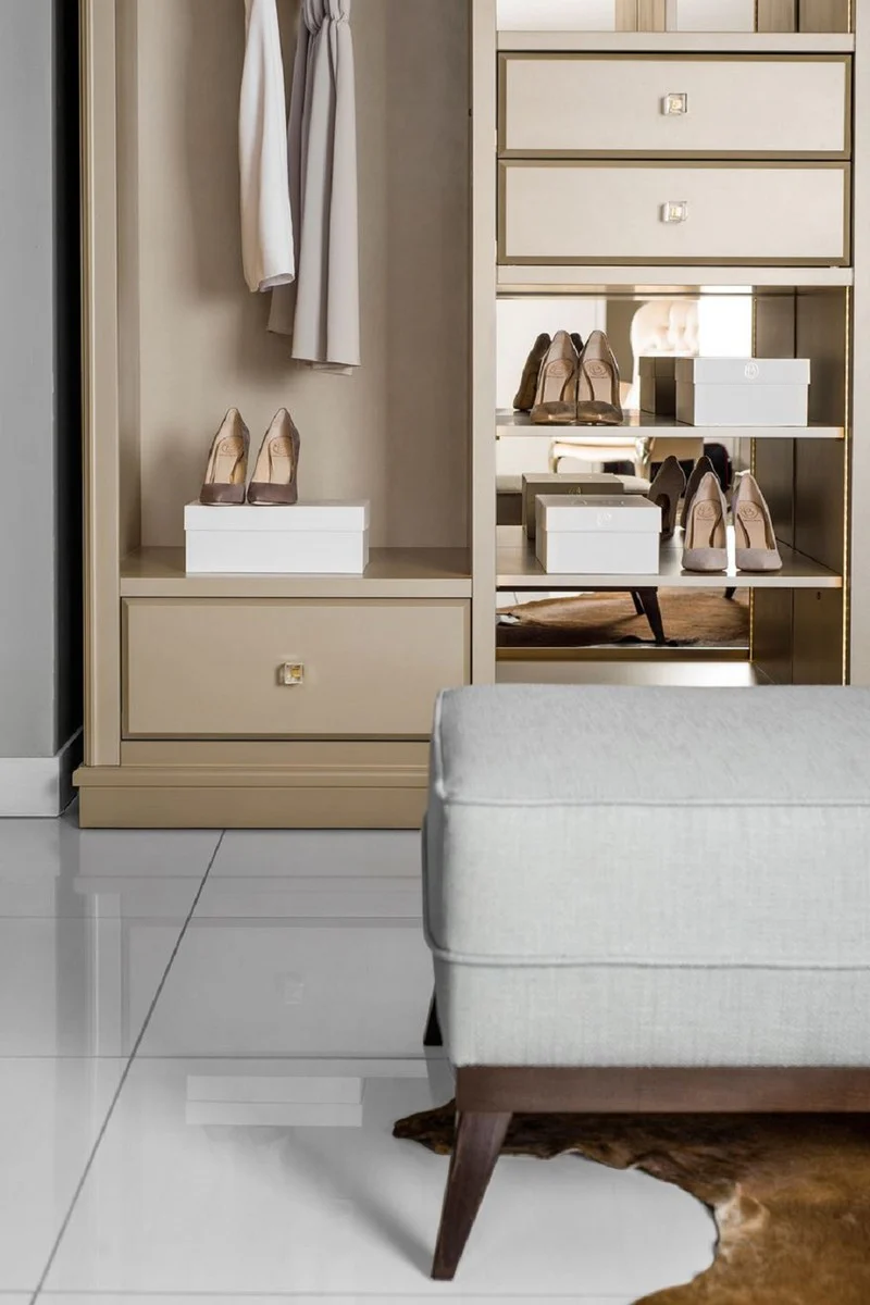 Luxury wardrobe beige 326 x 60 x H. 230 cm - Open bedroom wardrobe - Bedroom furniture - Hotel furniture - Luxury furniture - Luxury furnishings - Bedroom furnishings