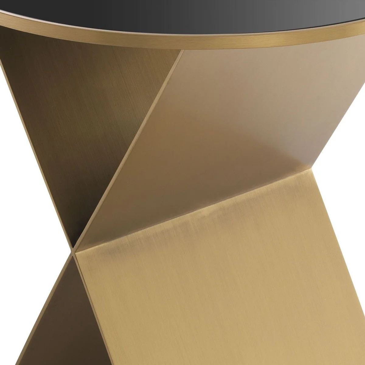 Luxury side table brass / black Ø 50 x H. 50 cm - Round stainless steel table with glass top - Living room furniture - Luxury collection