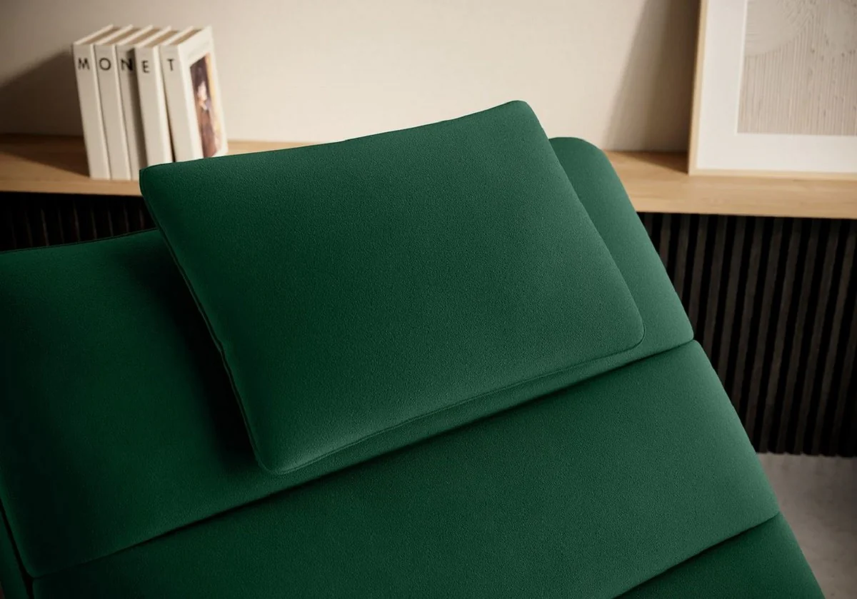 Luxury chaise longue with pillows green 85 x 170 x H. 92 cm - living room lounger - lounger - lounger - living room furniture - luxury furniture