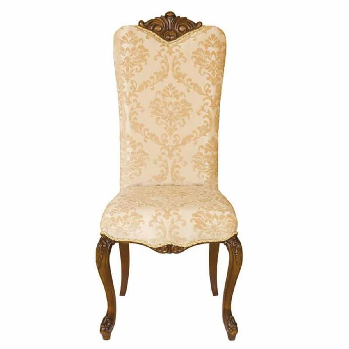 Luxus Barock Esszimmer Stuhl Beige / Dunkelbraun H. 120 cm - Barock Möbel