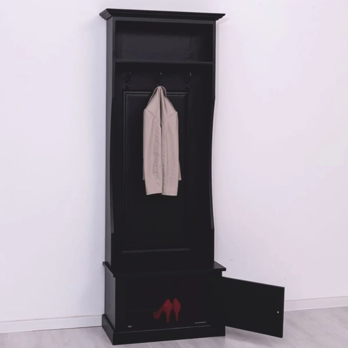 Country house style wardrobe black 80 x H. 210 cm - wardrobe furniture