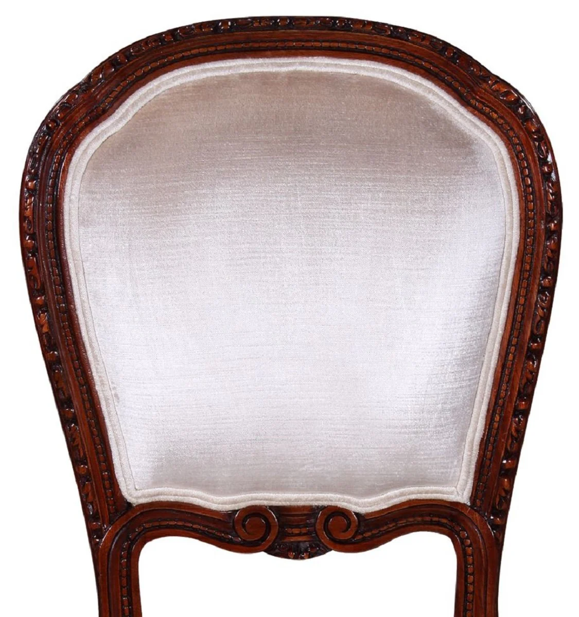 Luxury Baroque Dining Room Chair Silver / Dark Brown 41 x 50 x H. 90 cm - Dining Room Furniture in Baroque Style - Luxury Furniture in Baroque Style - Baroque Interior - Baroque Furniture