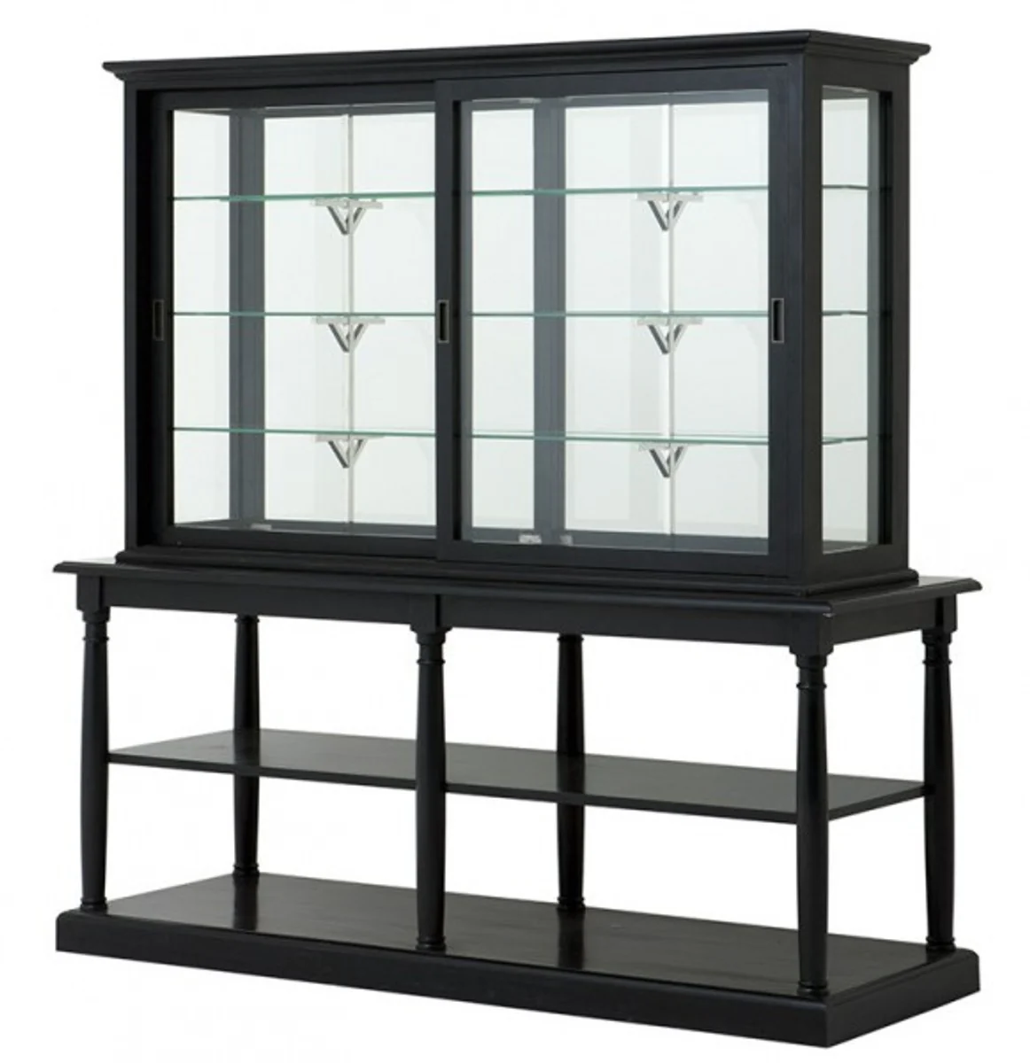Luxury glass display cabinet black solid wood London living room cabinet baroque art nouveau rococo display cabinet shop furnishings