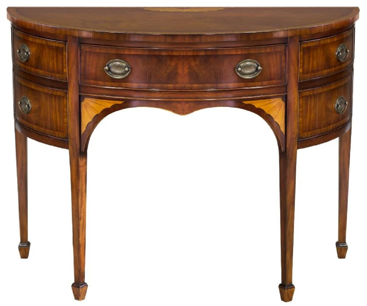 Luxury Art Nouveau chest of drawers dark brown / light brown 115 x 59 x H. 86 cm - Semicircular mahogany chest of drawers with drawer and 2 doors - Art Nouveau furniture