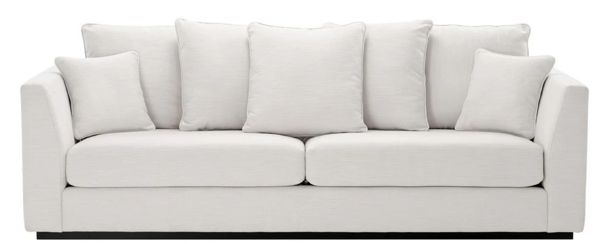 Living room sofa with 7 cushions white / black 255 x 100 x H. 90 cm - luxury couch - living room furniture