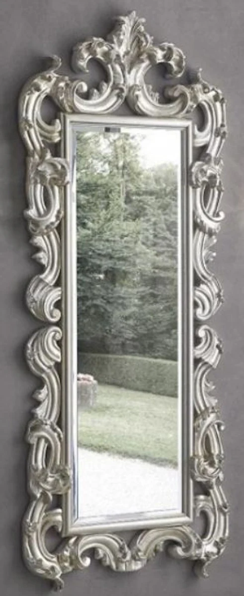 Luxury Baroque mirror silver 86 x 8 x H. 203 cm - Baroque wardrobe mirror - Furniture in the Baroque style