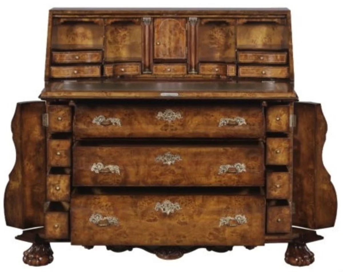 Luxury Art Nouveau writing chest with 18 drawers brown / silver 100 x 53 x H. 120 cm - luxury quality