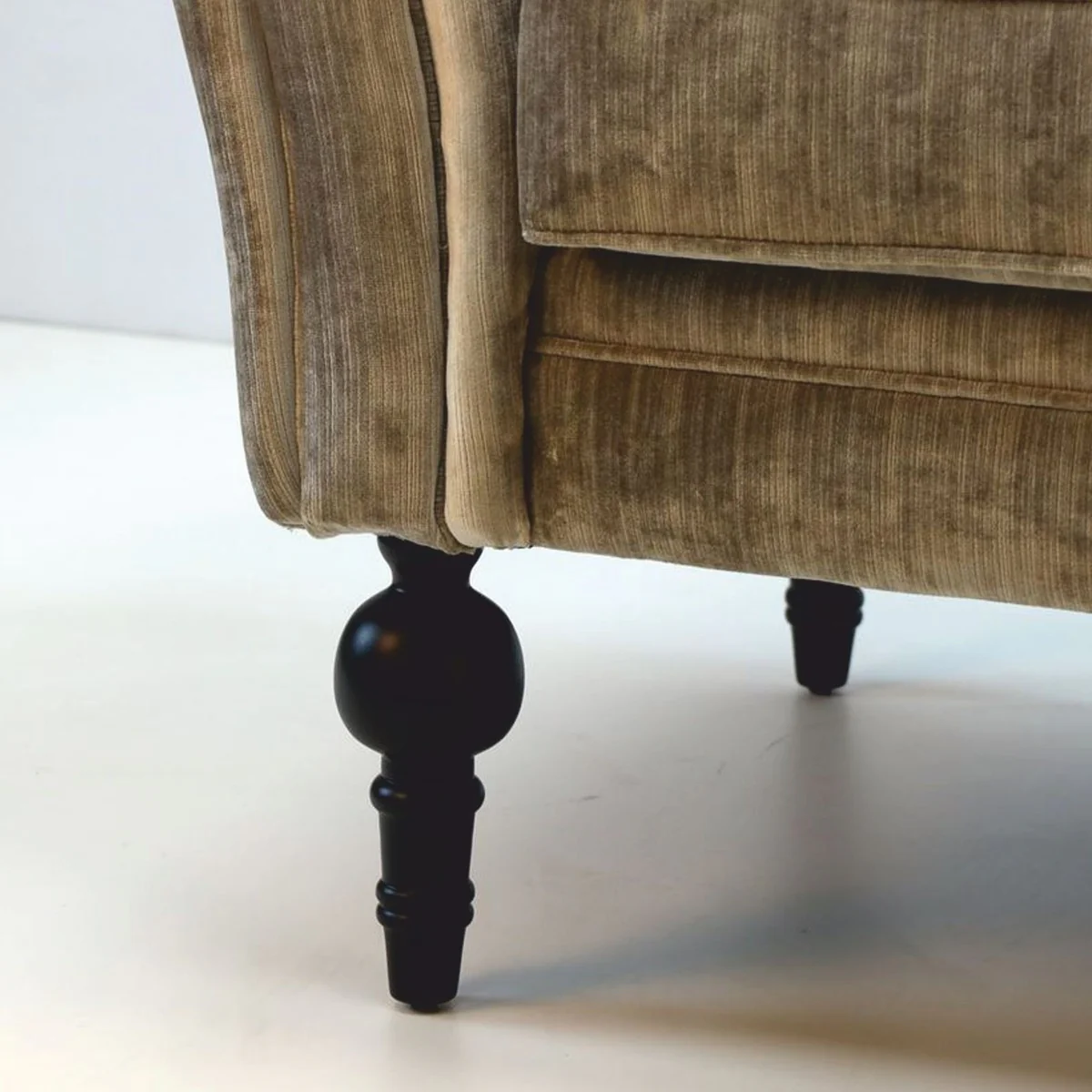 Luxury Baroque Sofa Gray / Black 200 cm - Magnificent Baroque Furniture