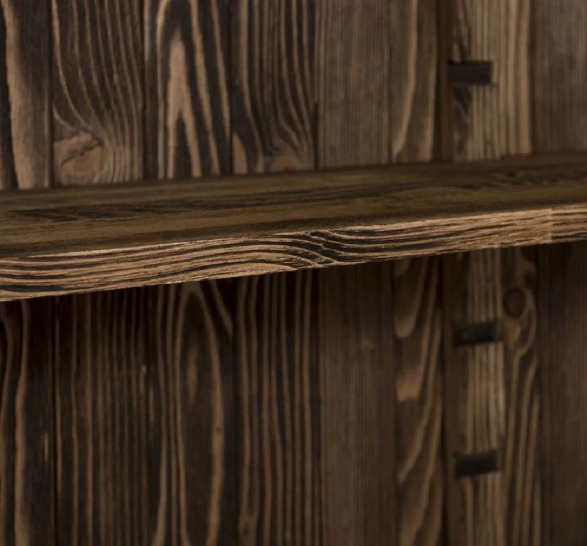 Country house style shelf cabinet black / dark brown 180 x 39 x H. 197 cm - solid wood cabinet - bookcase - living room cabinet - office cabinet - country house style furniture