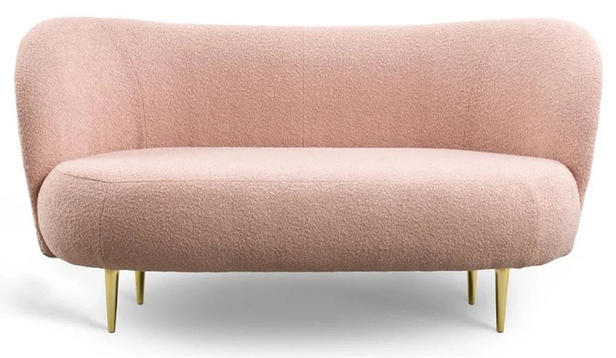 Luxus Wohnzimmer Set Rosa / Gold - 2 Luxus Sofas mit gebogener Rückenlehne & 2 Luxus Sessel mit gebogener Rückenlehne - Luxus Möbel - Wohnzimmer Möbel - Luxus Einrichtung