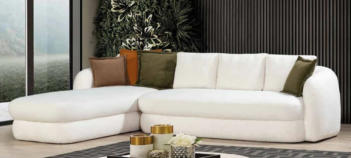 Luxury corner sofa white 300 x 200 x H. 75 cm - Living room sofa - Living room furniture - Luxury furniture - Luxury furnishings
