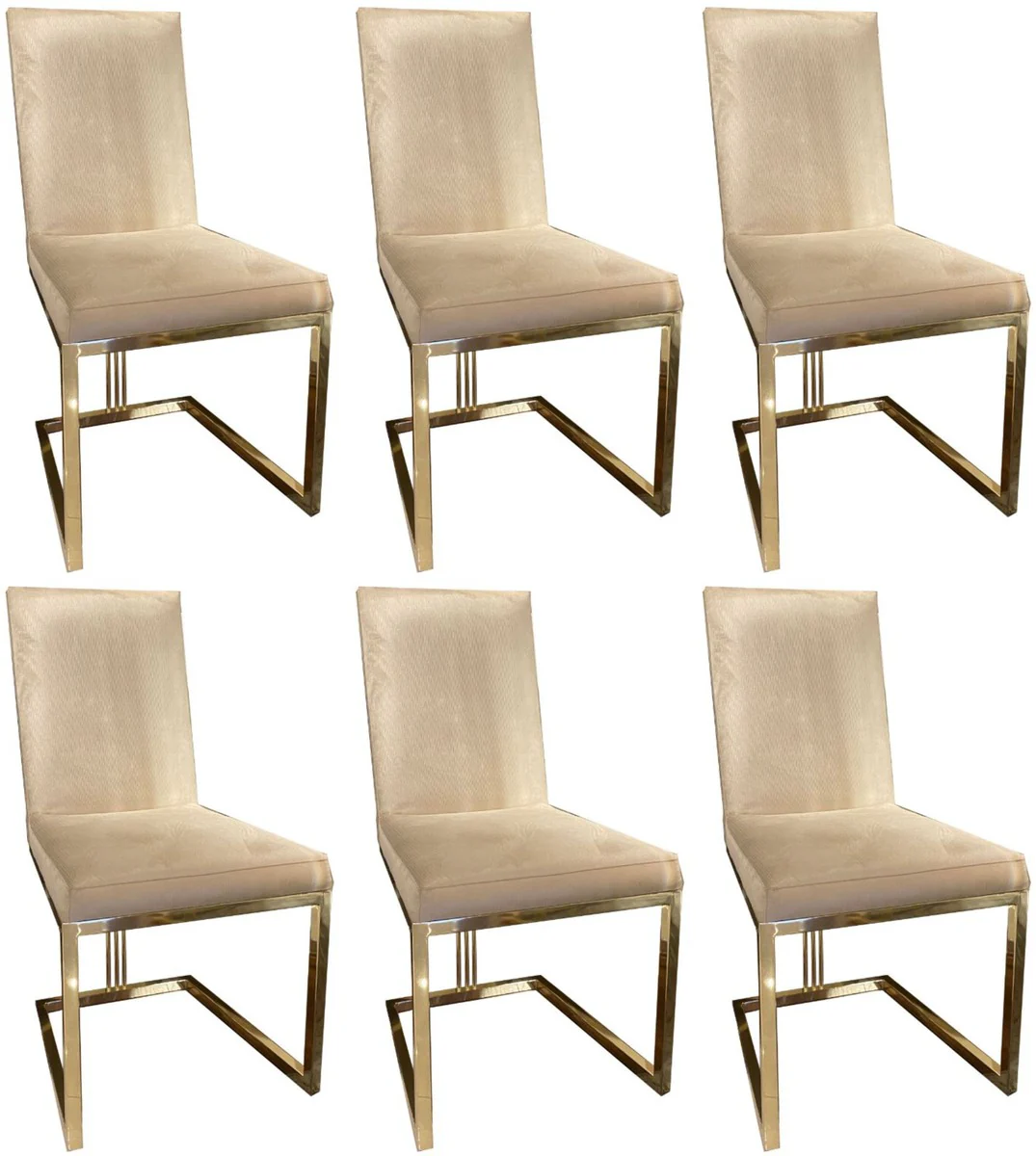 Luxury dining room chair set cream / gold 50 x 60 x H. 100 cm - Noble kitchen chairs set of 6 - Luxury dining room furniture