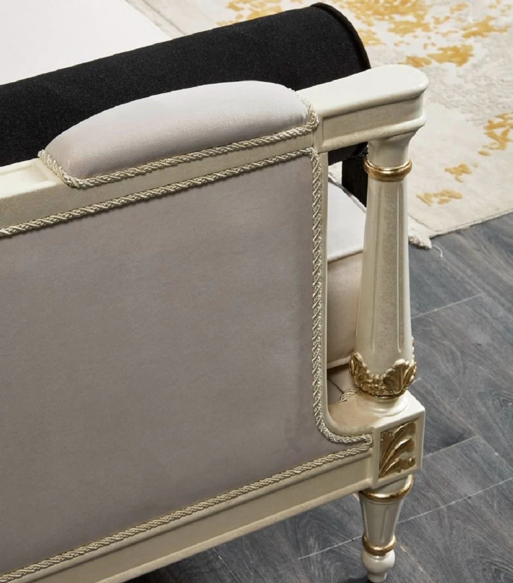 Luxury Baroque Sofa White / Gray / Black / Gold 260 cm - Baroque Living Room Furniture