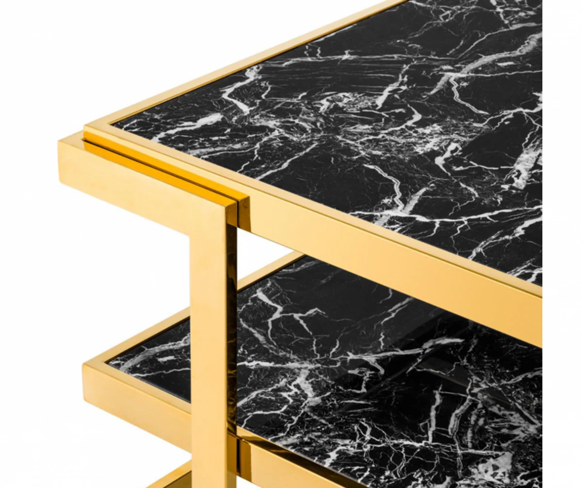 Art Deco Luxury Coffee Table Faux Marble Gold Finish - Living Room Salon Table - Luxury Quality