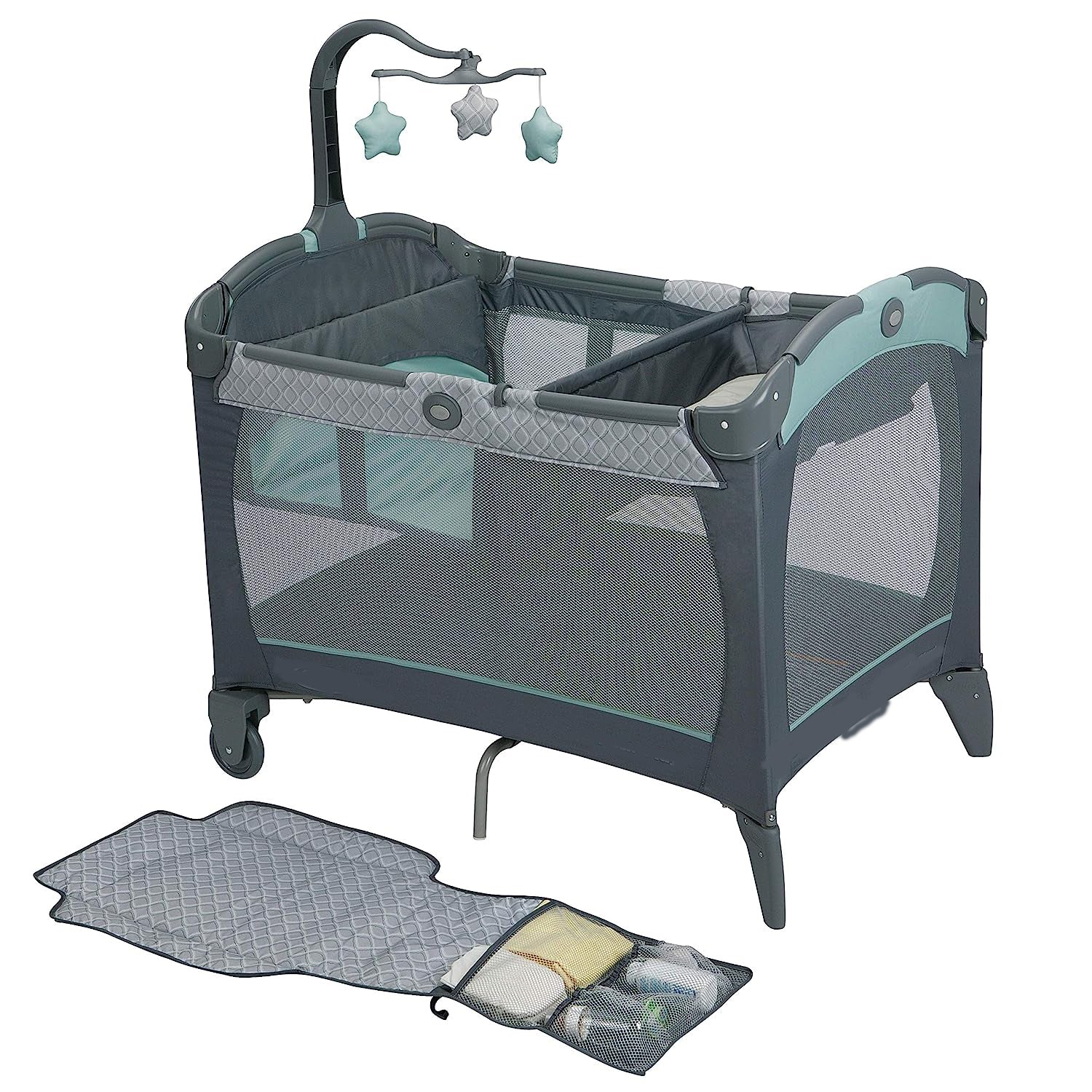 Pack and Play Change 'n Carry Playard | Inklusive tragbarer Wickelunterlage, Manor, 40 x 28,5 x 29 Zoll (1 Stück)