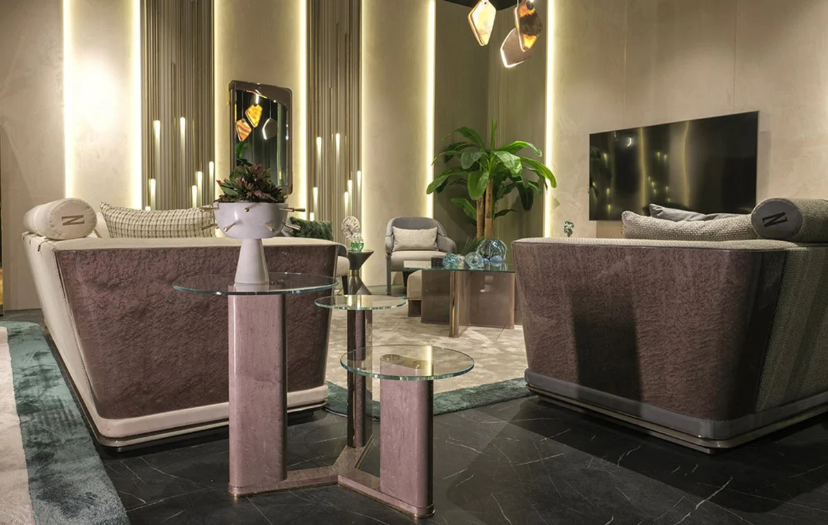 Luxury sofa cream / gray / gold 280 x 98 x H. 85 cm - living room sofa - hotel sofa - living room furniture - living room furniture - hotel furniture - luxury furniture - luxury furniture