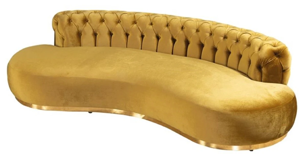 Luxury Chesterfield sofa gold 250 x 130 x H. 85 cm - Curved living room sofa - Hotel sofa - Living room furniture - Chesterfield furniture - Luxury furniture - Luxury furnishings