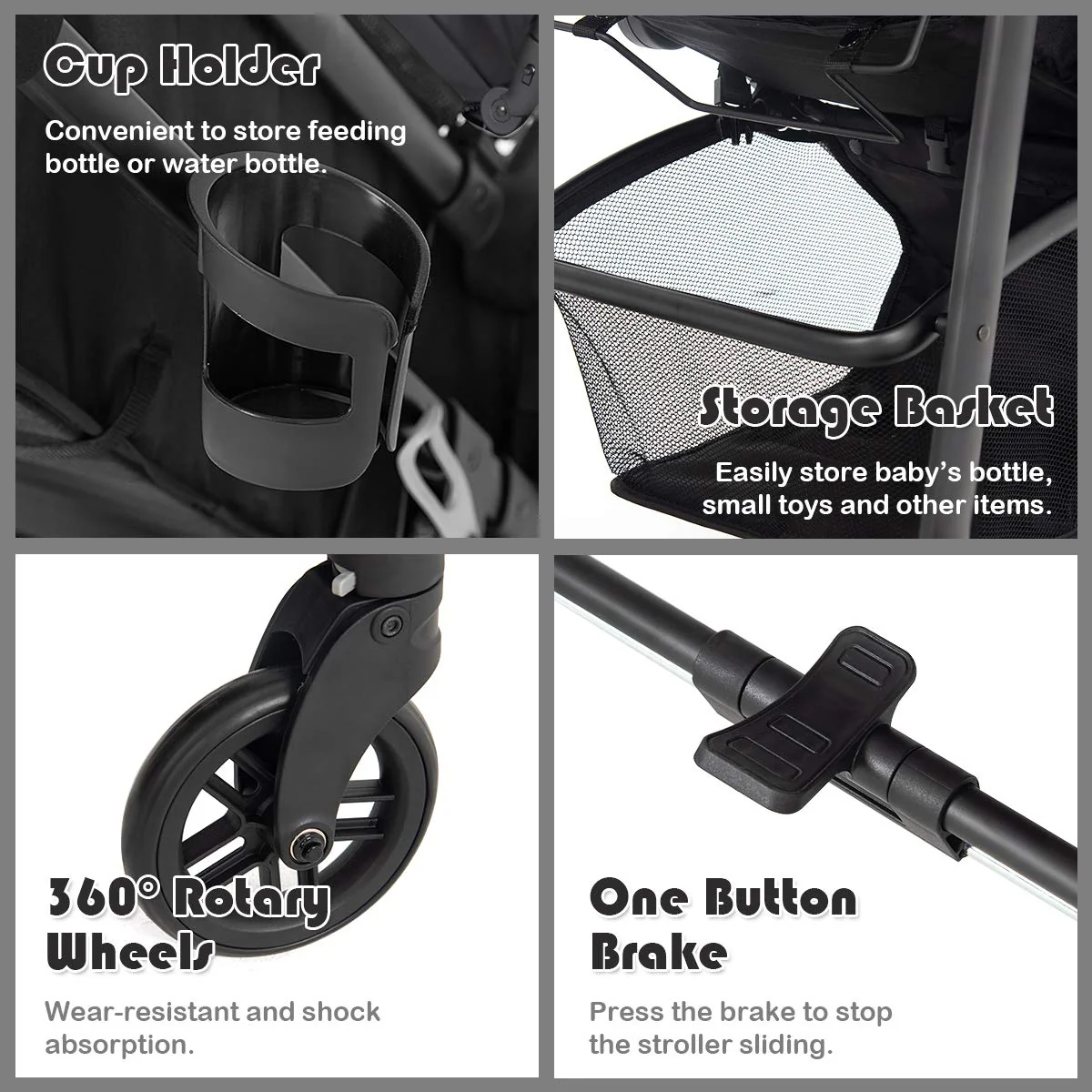 Kinderwagen, umwandelbarer Hochformat-Kinderwagen mit Stubenwagen, verstellbares Verdeck und Rückenlehne, Aufbewahrungskorb, Getränkehalter, faltbarer Kinderwagen für Neugeborene (Rosa)