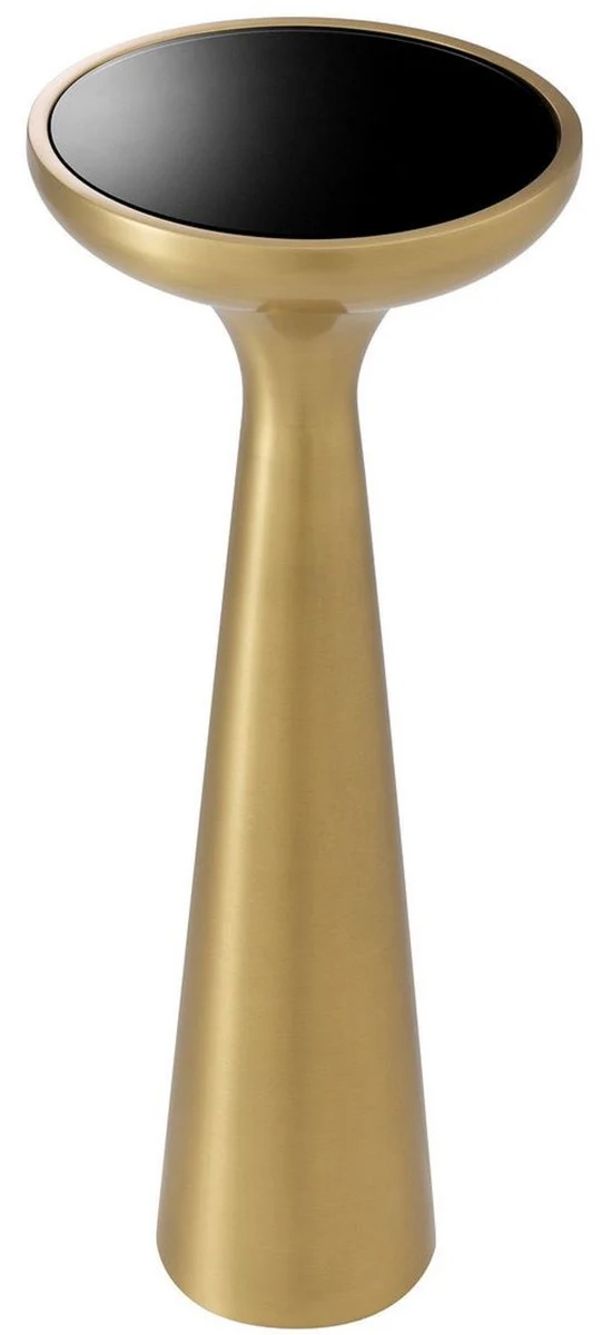 Luxury side table brass / black Ø 29 x H. 71.5 cm - round stainless steel table with glass top - living room furniture