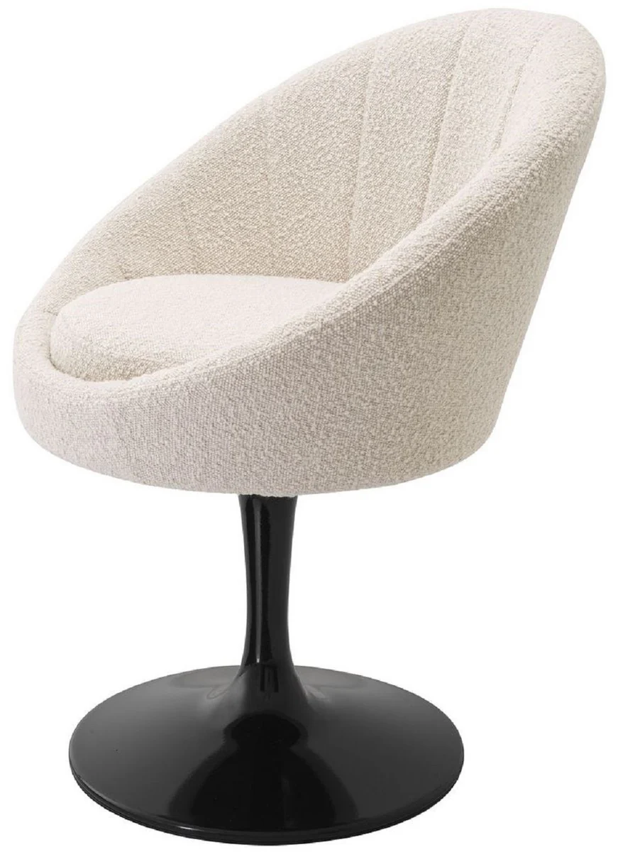 Luxury dining room chair cream / black 67 x 57 x H. 78.5 cm - swivel chair in 60s design - luxury dining room furniture