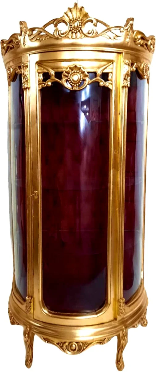 Baroque display cabinet gold / bordeaux - display cabinet - living room cabinet glass display cabinet - antique look glass cabinet