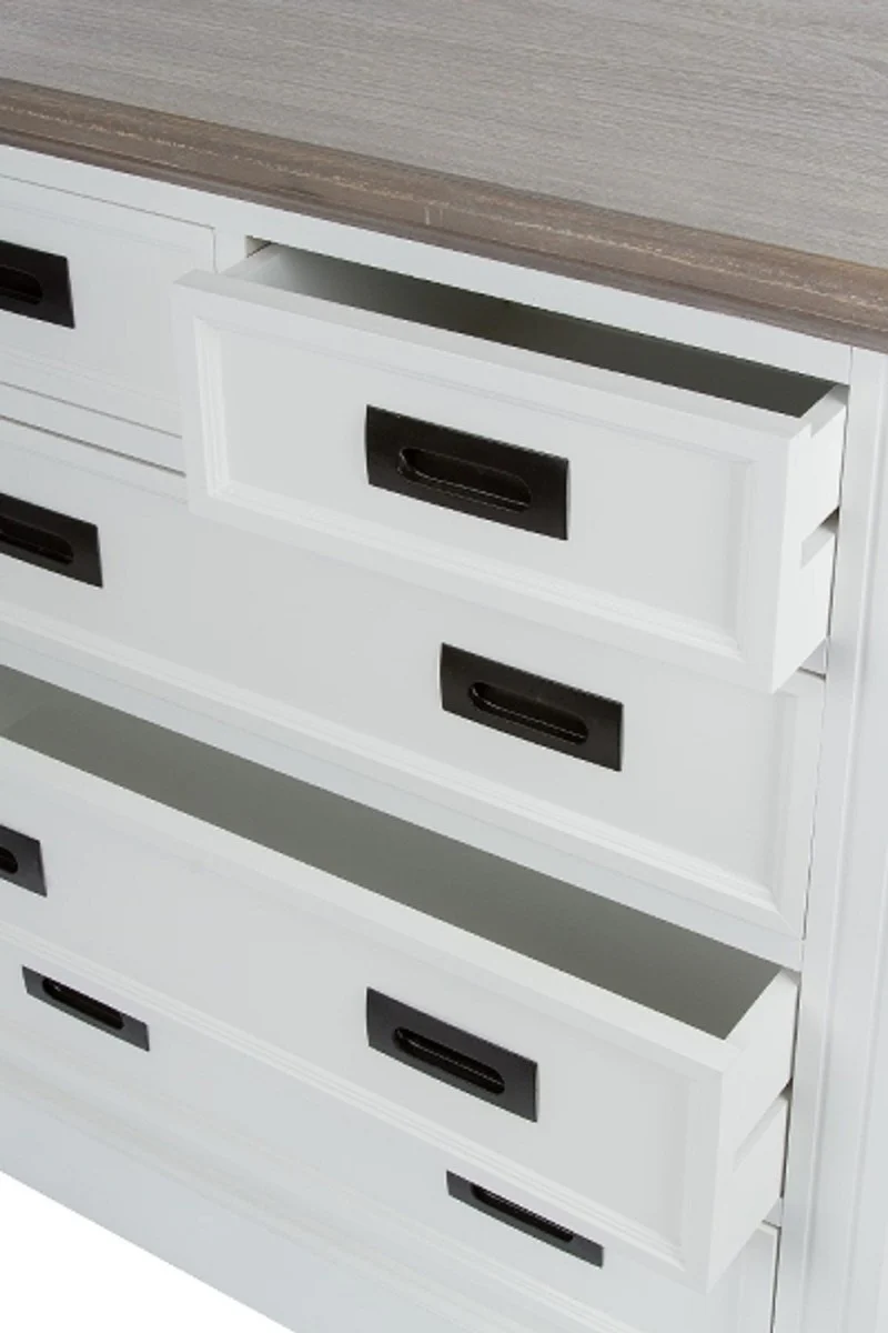 Country house style chest of drawers with 5 drawers white / gray 85 x 40 x H. 86 cm - country house style furniture