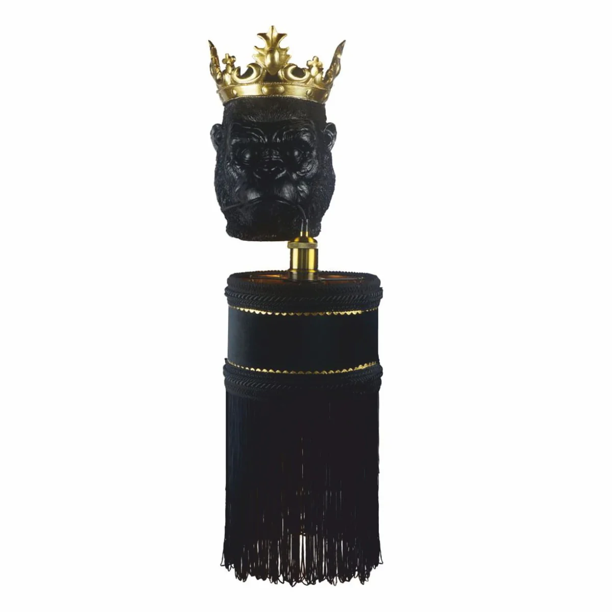 Luxury wall light monkey head with crown black / gold H. 72 cm