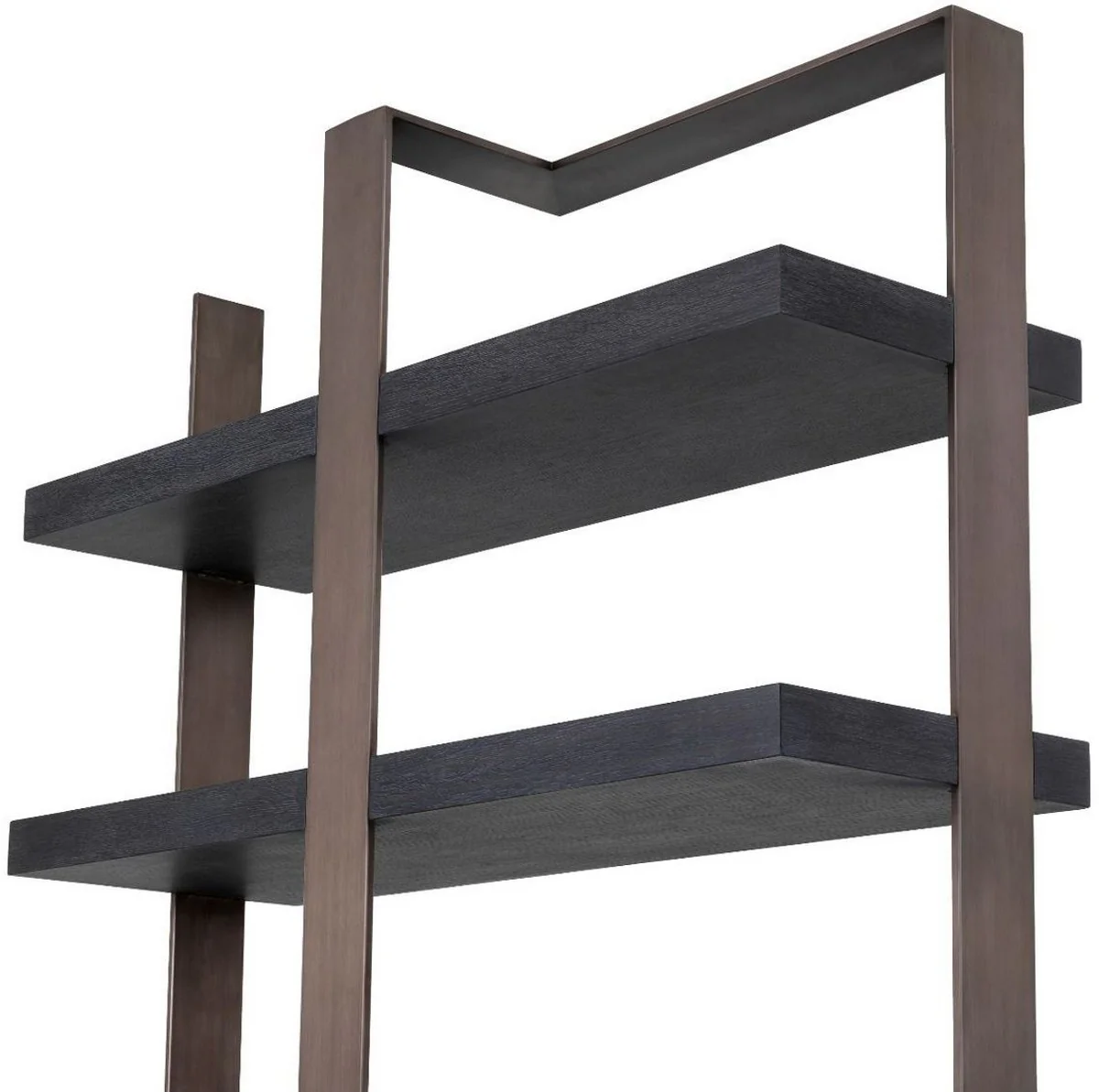 Luxury shelf cabinet black / bronze 120.5 x 40 x H. 230 cm - oak veneer cabinet with stainless steel frame - bookcase - luxury living room furniture