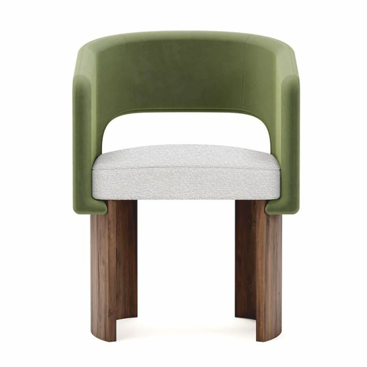 Luxus Esszimmer Stuhl mit Armlehnen Grün / Weiß / Braun - Premium Qualität