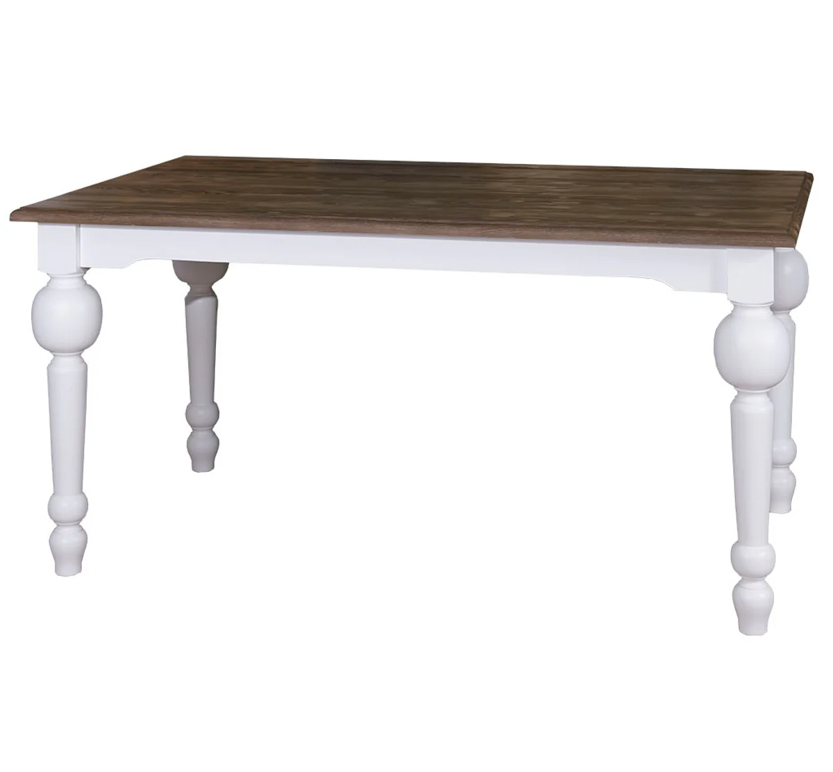 Dining table white / dark brown 160 x 90 x H. 78 cm - country house style furniture