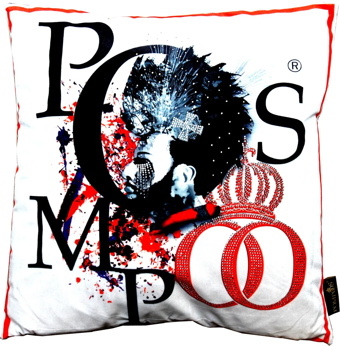 Harald Glööckler Designer Decorative Cushion Pompöös by with Glitter Stones White Black Red - Art Collection -