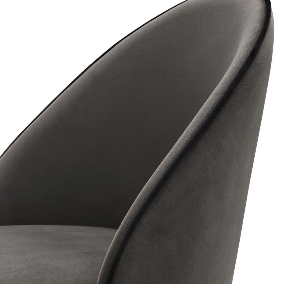 Luxury dining room chair set dark gray / black / brass 55 x 64 x H. 83 cm - Dining room furniture - Luxury collection