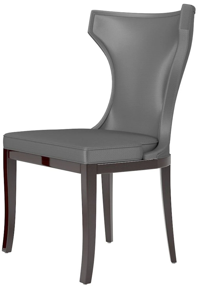 Luxury dining room chair set silver / dark brown 50 x 50 x H. 90 cm - Noble kitchen chairs set of 6 - Luxury dining room furniture