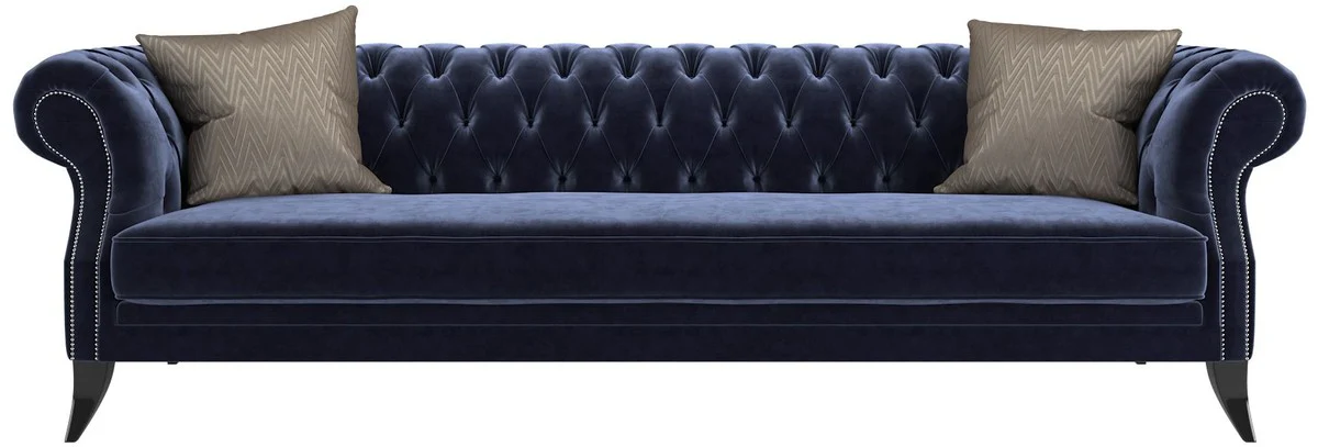 Luxury Chesterfield velvet sofa purple / black / silver 250 x 100 x H. 80 cm - Luxury quality - Chesterfield living room furniture