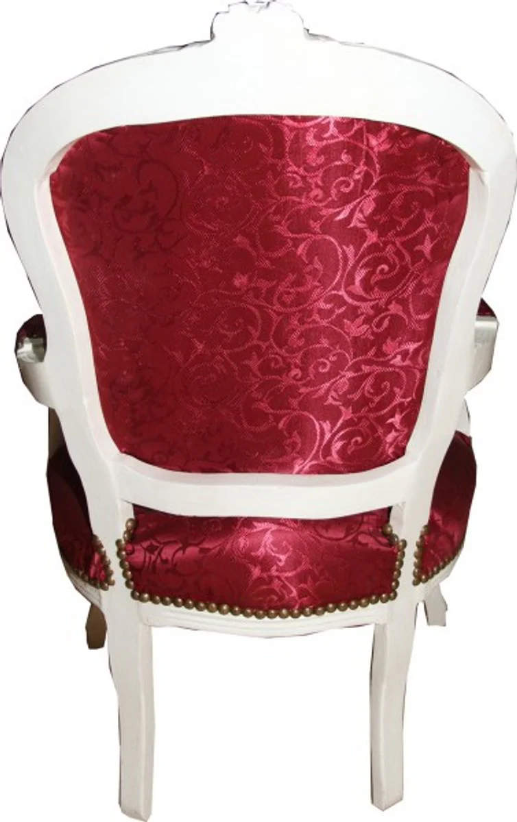 Baroque Salon Chair Bordeaux Red Pattern / Antique White - Chairs Furniture