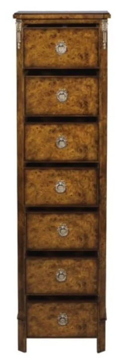 Luxury Art Nouveau chest of drawers with 7 drawers brown 35 x 30 x H. 127 cm - luxury quality