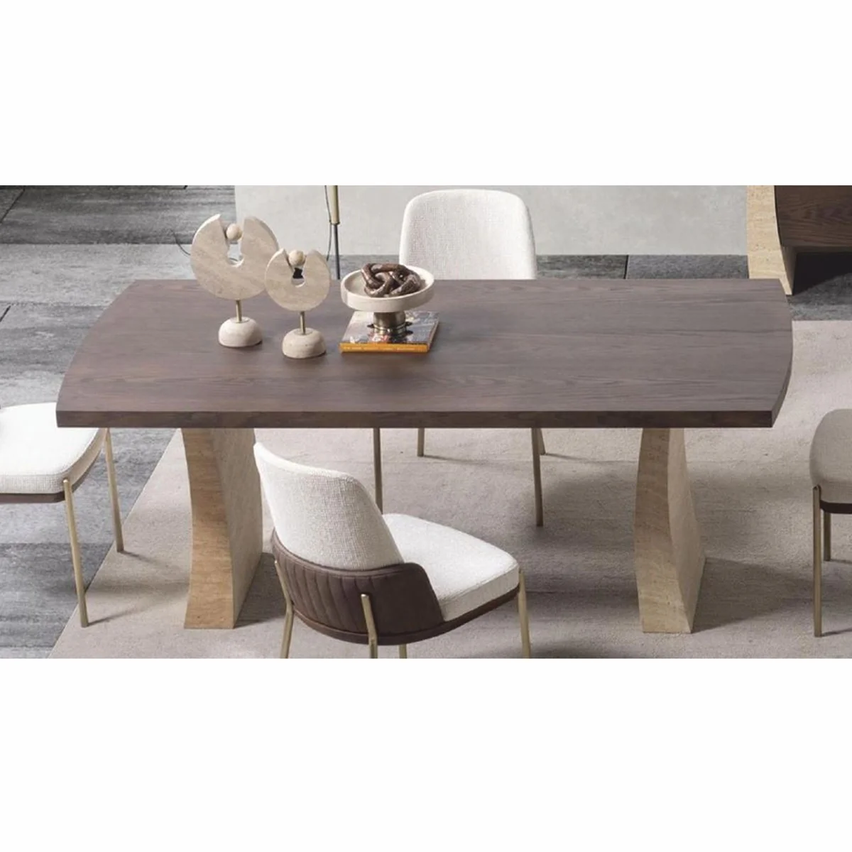 Luxury dining table brown / beige 208 cm - hotel & dining room furniture