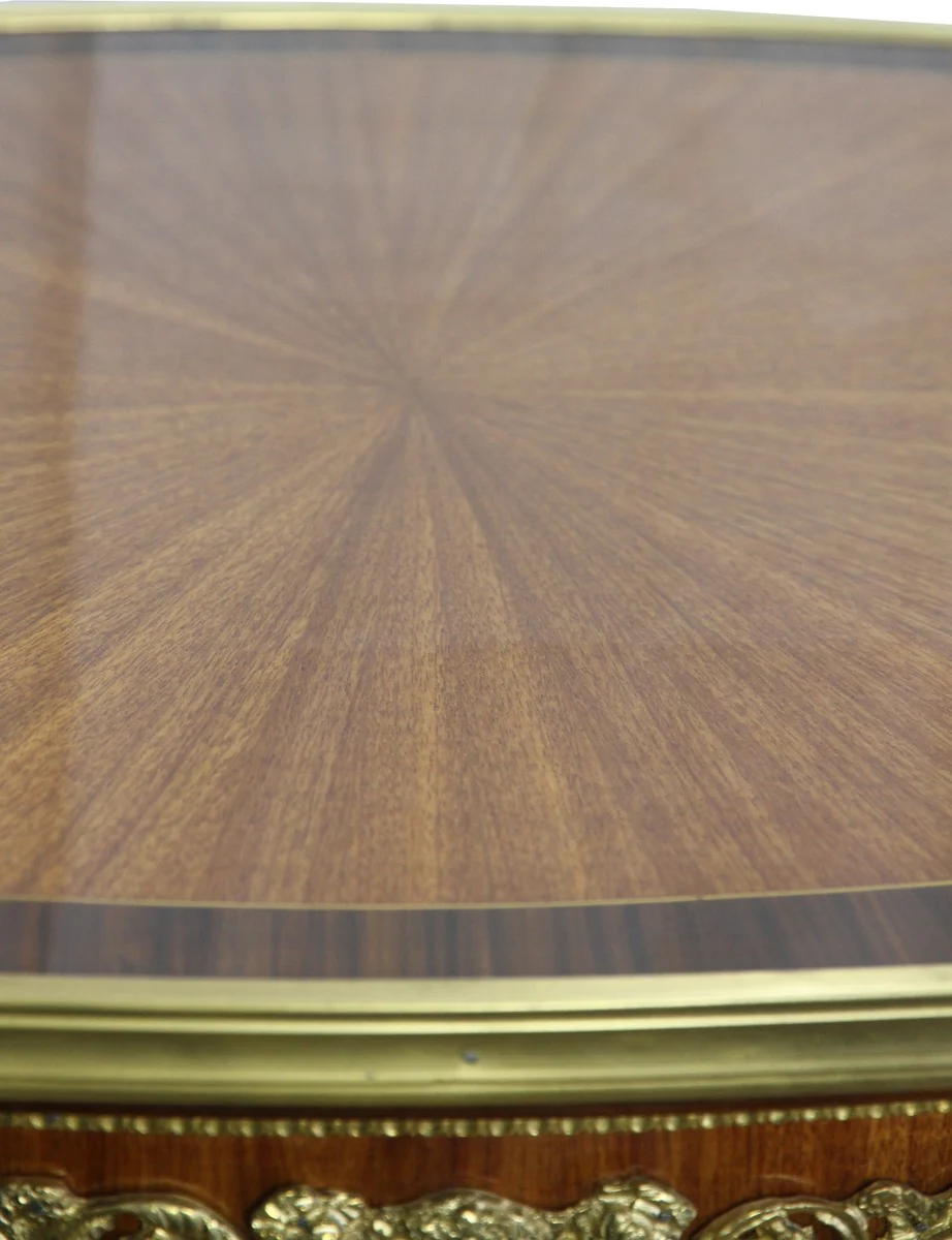 Luxury baroque side table mahogany inlays with brass applications 90 x 53 x H77 cm