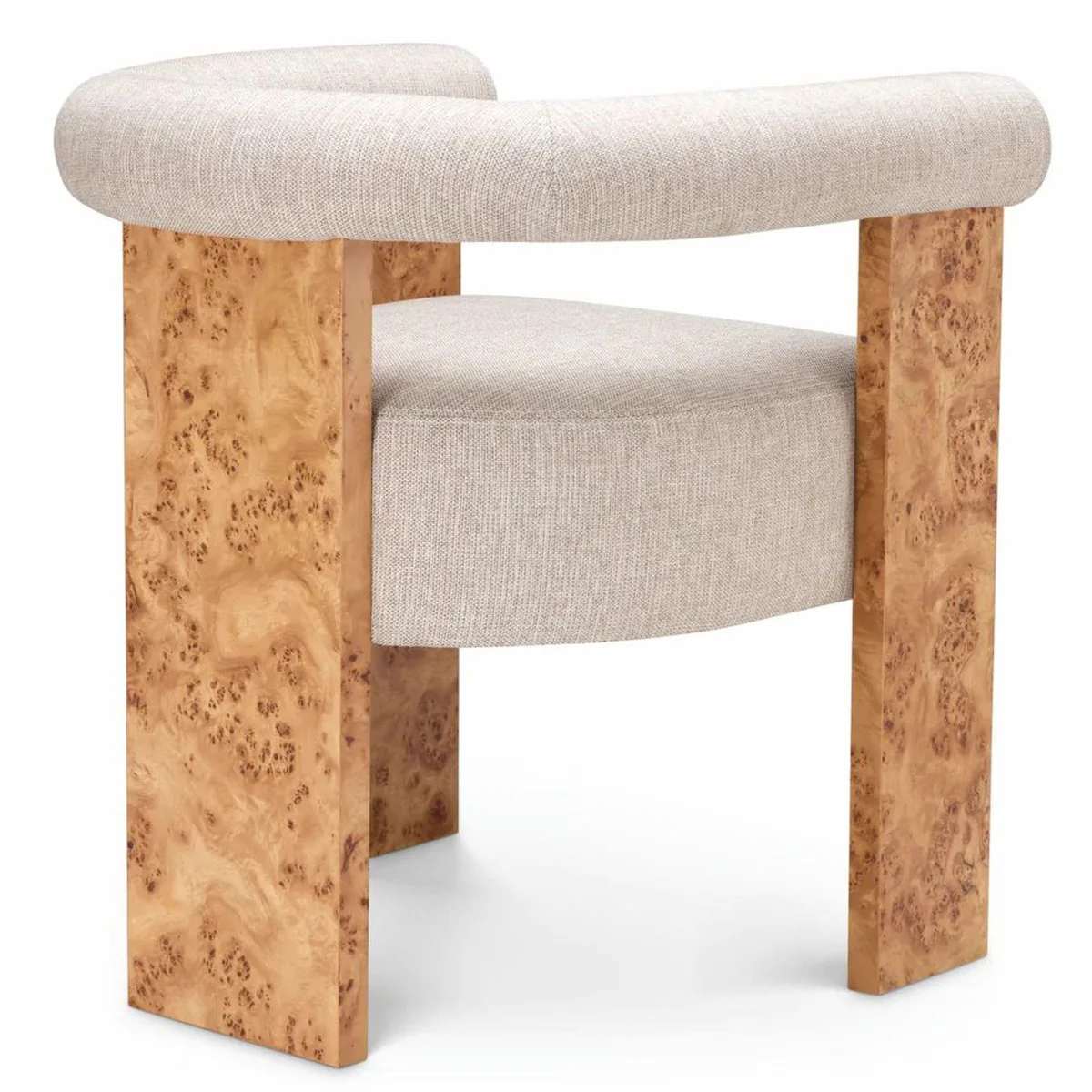 Luxury dining room chair with armrests natural color / light brown