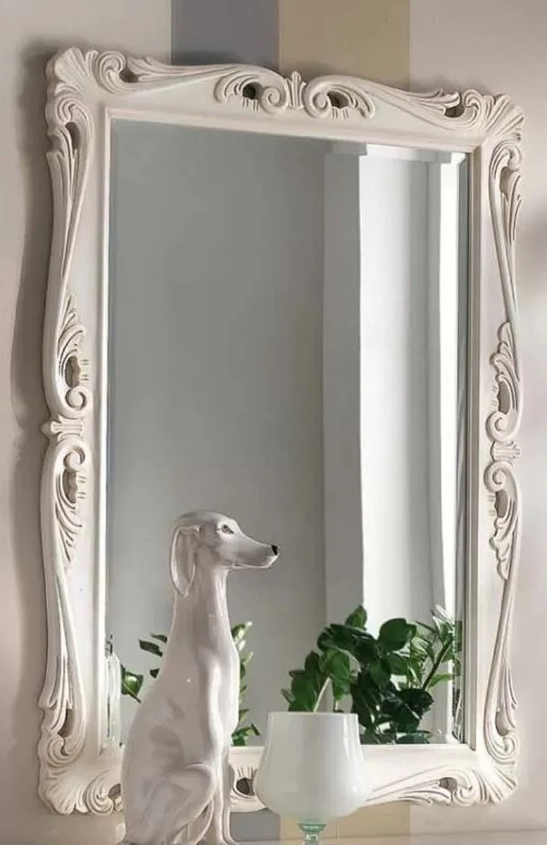 Luxury Baroque Mirror White - Rectangular wall mirror in Baroque style - Magnificent Baroque furniture - Luxury quality - Made in Italy