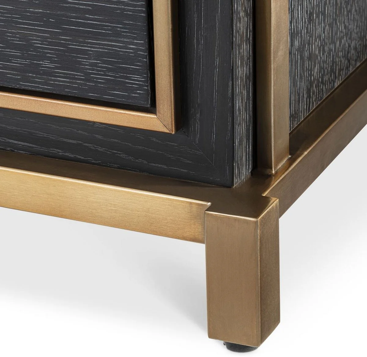 Luxury bedside table anthracite gray / brass 75 x 52 x H. 62 cm - Bedroom side table with 2 drawers - Luxury bedroom furniture